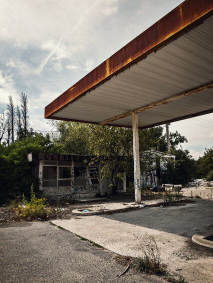 abandoned gas station in France